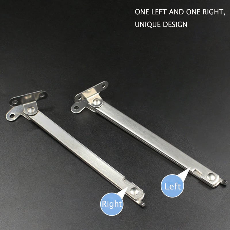 Mcredy Lid Support Hinge 1 Pair Rotatable Folding Cabinet Folding Hinges Silver Steel Wooden Toy Box Hinge Support, 9.0" x 0.4" - Image 4
